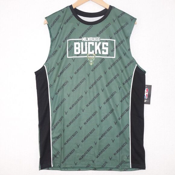 NEW Milwaukee Bucks NBA Authentic Tee Sleeveless Jersey Logo Men's Medium - Picture 1 of 4